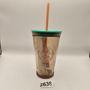 STARBUCKS PEACH GLASS TUMBLER 16oz/473ml NWT